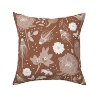 Elegant Bohemian Meadow - Gossamer White Toile on Chocolate Brown