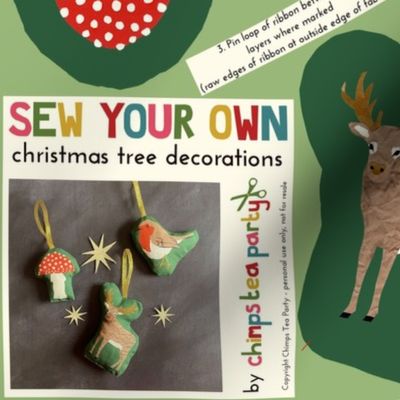 'Cut and sew' Christmas tree decorations - woodland