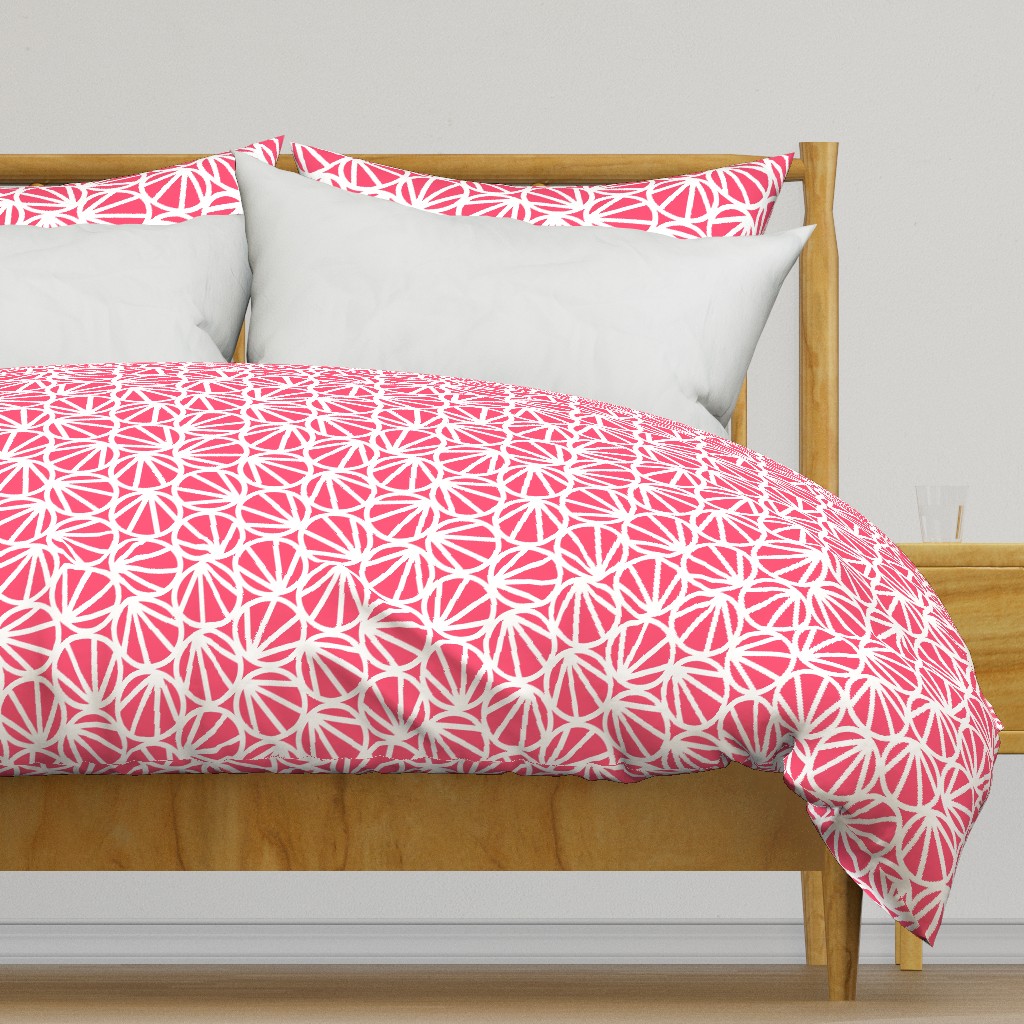 Mari - Geometric Circles - Coral, White Line - Large Scale