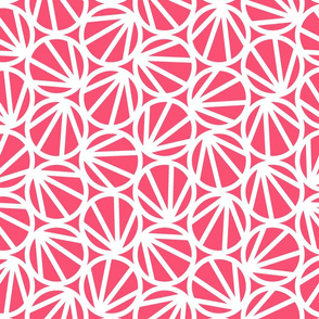 Mari - Geometric Circles - Coral, White Line - Large Scale