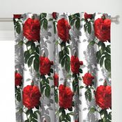 Redoute' Roses ~ Red and Grey