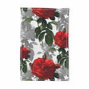 Redoute' Roses ~ Red and Grey