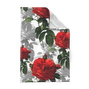 Redoute' Roses ~ Red and Grey