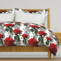 Redoute' Roses ~ Red and Grey