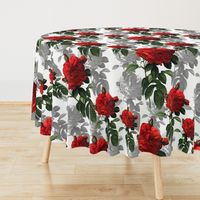 Redoute' Roses ~ Red and Grey