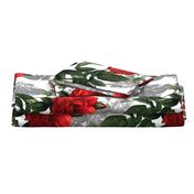 Redoute' Roses ~ Red and Grey