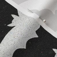 Shimmering White Bats on a Black Glitter Background