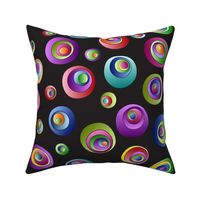 (J) Bold Colorful Hand Drawn Concentric Jewel Tone Circles on Black