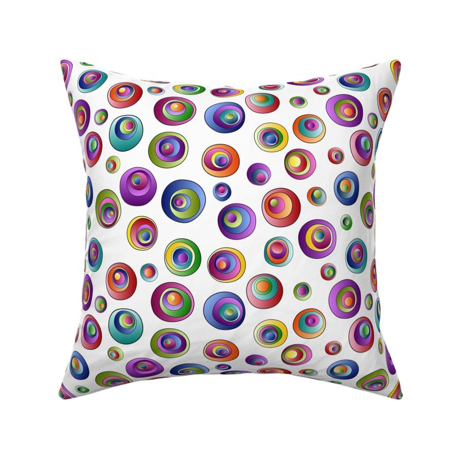 (M) Bold Colorful Hand Drawn Concentric Jewel Tone Circles on White