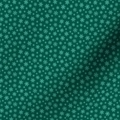 Snowfall - little teal snowflakes on dark green - blender - tossed