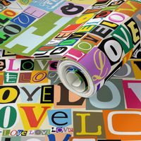Letters of L-O-V-E || cut paper type collage