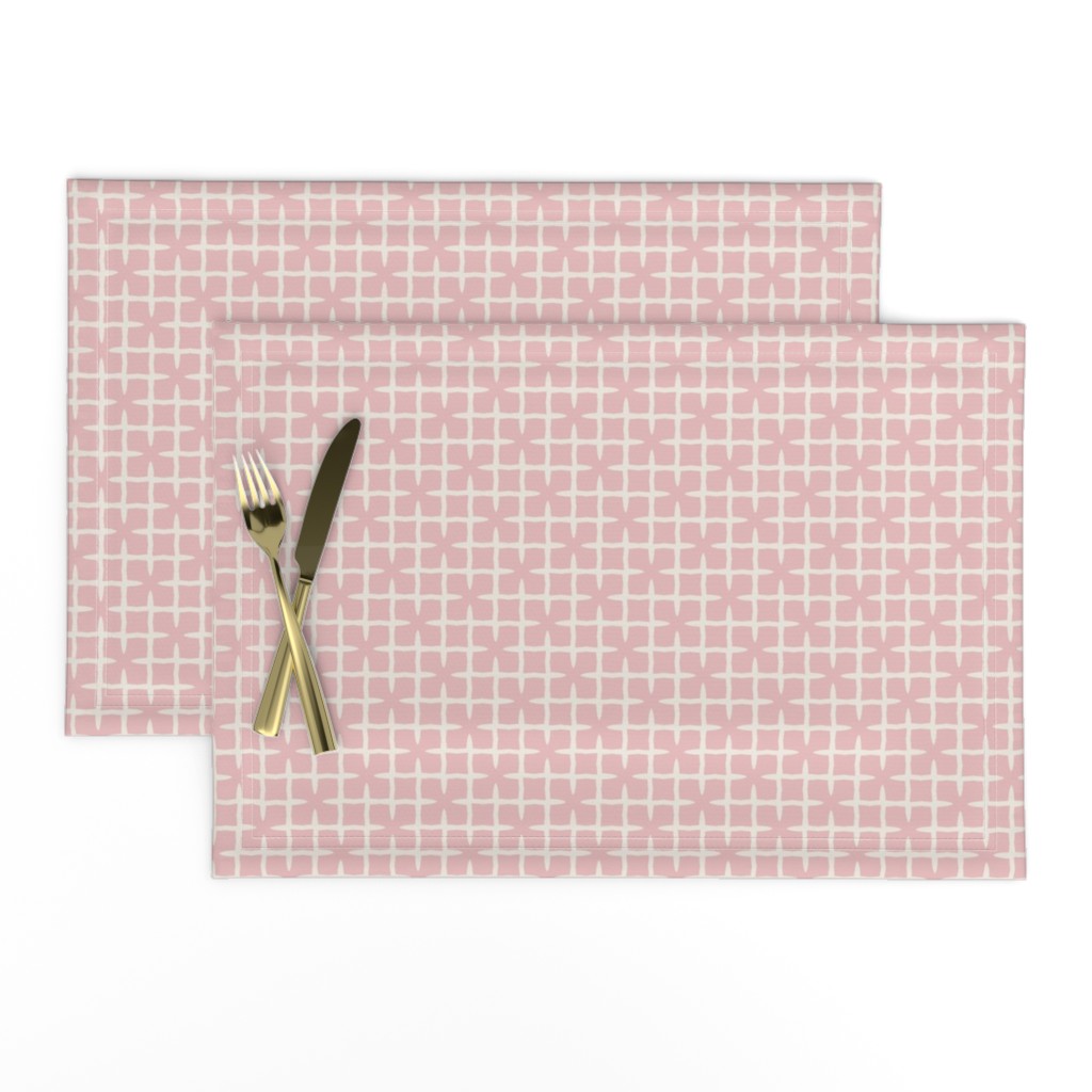 Pattern BC 0095 A - Pastel Pink and Ivory White Windowpane Grid Plaid