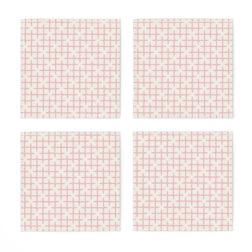 Pattern BC 0095 B - Pastel Pink and Ivory White Windowpane Grid Plaid