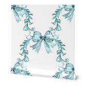 Phoebe's Ribbon Trellis - Duck Egg Blue on White