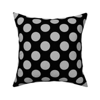 Big Polka Dots - Silver Grey on Black