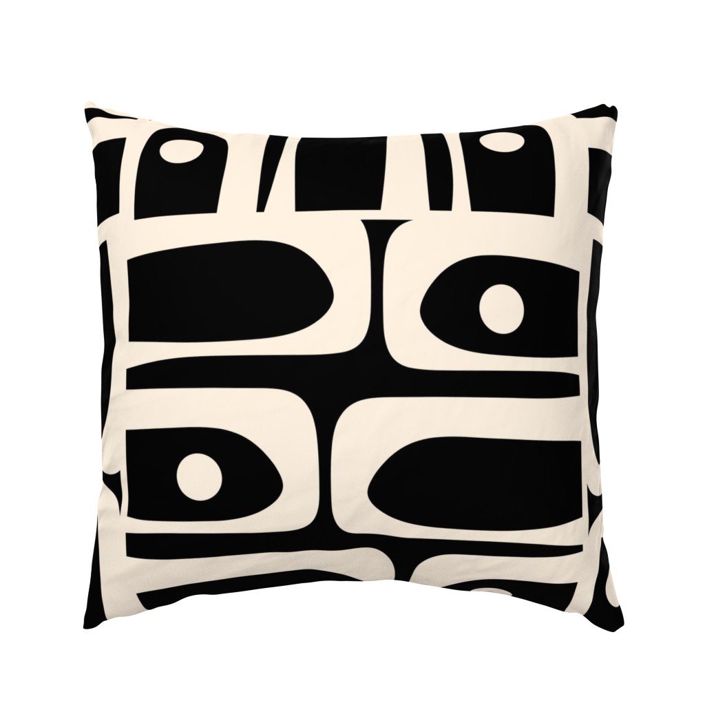 Mid Century Modern Black and Cream Abstract Piquet Pattern