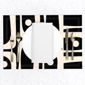 Mid Century Modern Black and Cream Abstract Piquet Pattern 2