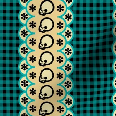 Kitchen Skull Gingham Black