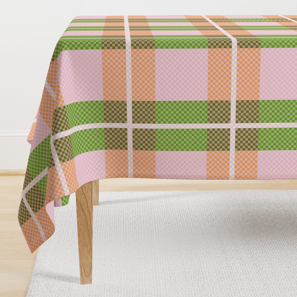 Preppy Plaid - Green Pink and Peach Shades - Large - Eva Matise