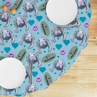 I Love Manatees Cute Blue and Purple Smiley Hearts