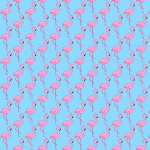 Flamingos on Parade... lagoon blue, small