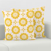 Geometric Sun Star Tile Pattern in Yellow and White