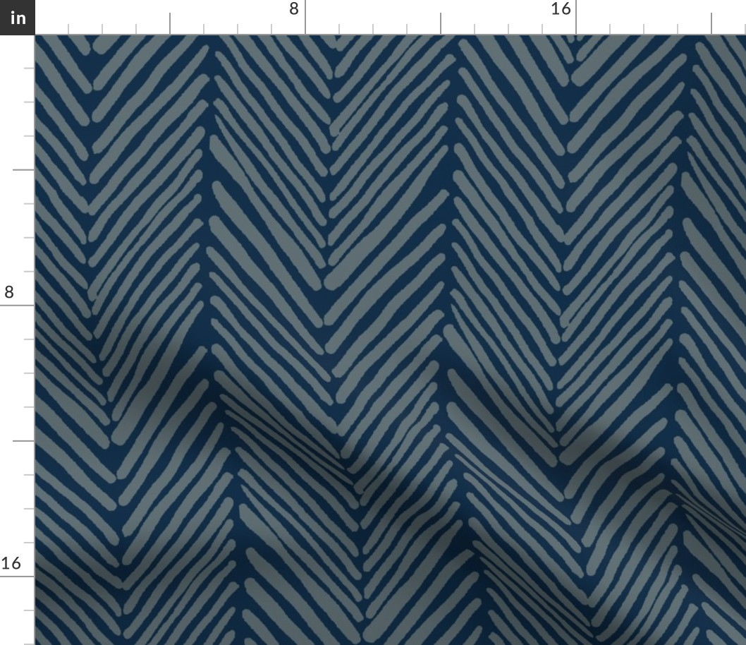 Japandi Herringbone Pattern - Indigo Design - Large