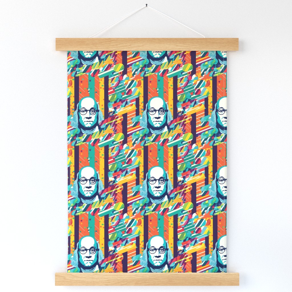 geometric tropical abstract of ben franklin founding father stripes