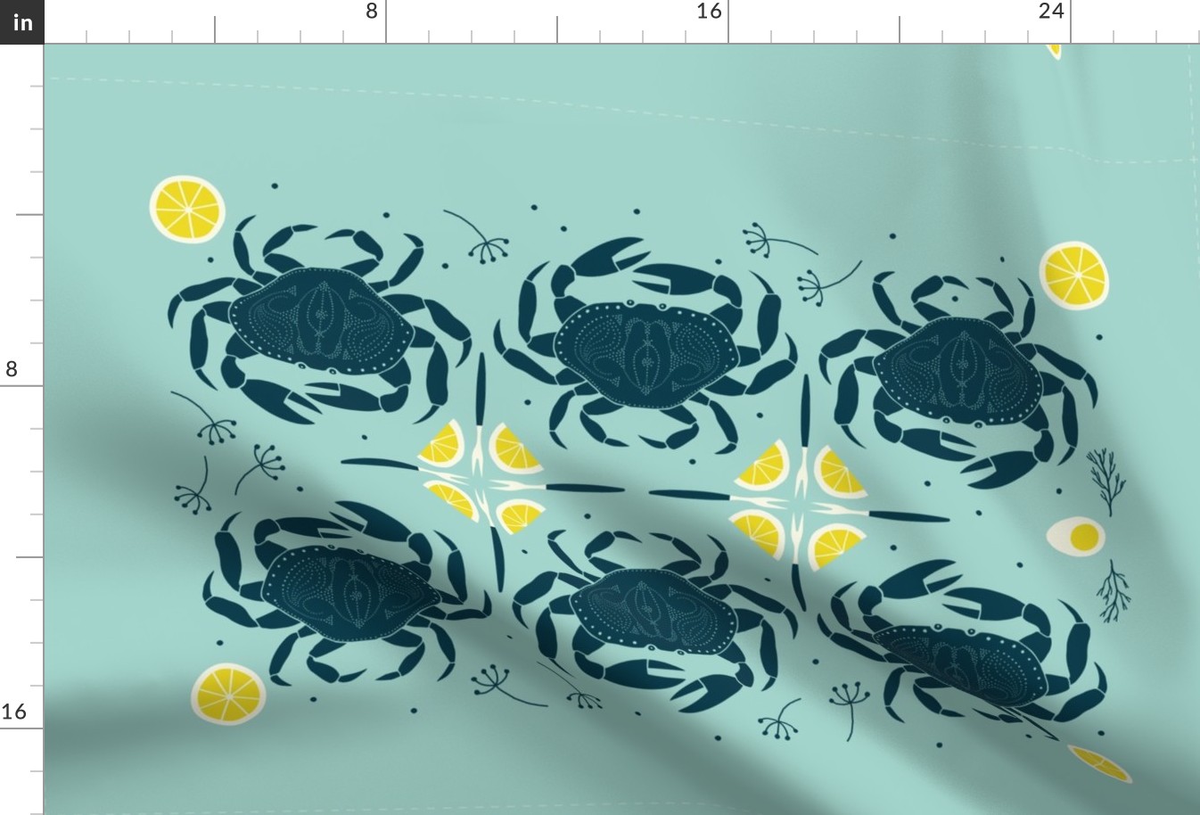 Tea Towel - Summer Crabs - blue