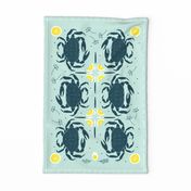 Tea Towel - Summer Crabs - light blue