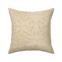 Jumbo Minimal Bohemian Floral Damask - Warm Beige Monochrome (24")