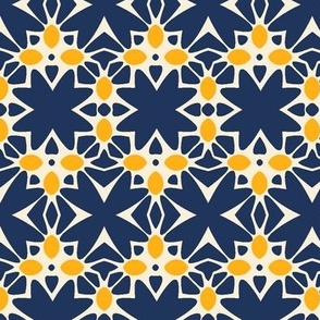 Clover in Navy with yellow