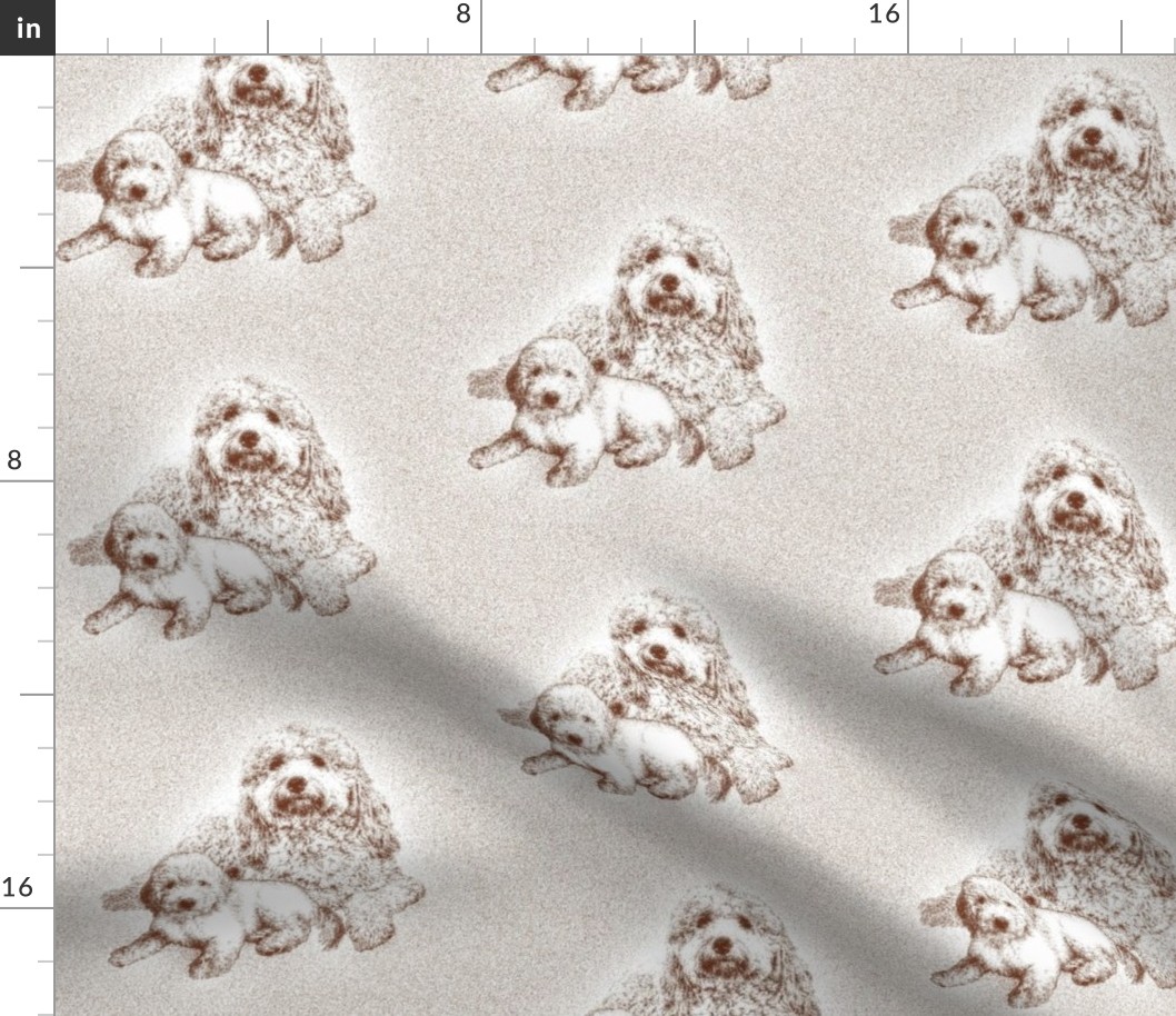 Goldendoodle Mother and pup fabric