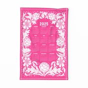 Calendar 2025 Victorian Artichoke and flowers Art nouveau pink