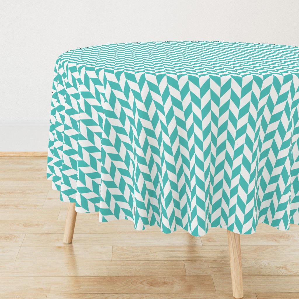 Small Teal-White Herringbone