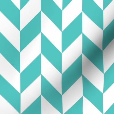 Small Teal-White Herringbone