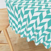 Small Teal-White Herringbone