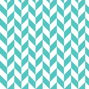 Small Teal-White Herringbone