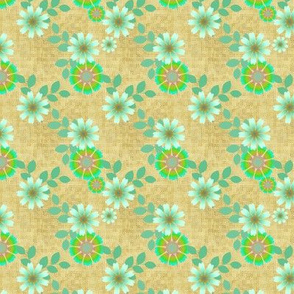 Textured floral in green and beige