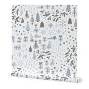 Merry Christmas Ditsy - Non Traditional Modern Cloud Blue - Small