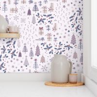 Merry Christmas Ditsy - Non Traditional Modern Purple Grey - Small