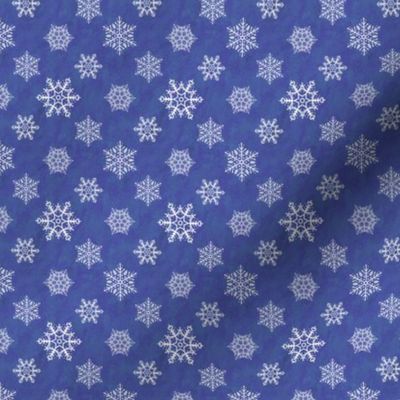 Legends of Snow Travel - White Snowflakes On Medium Blue