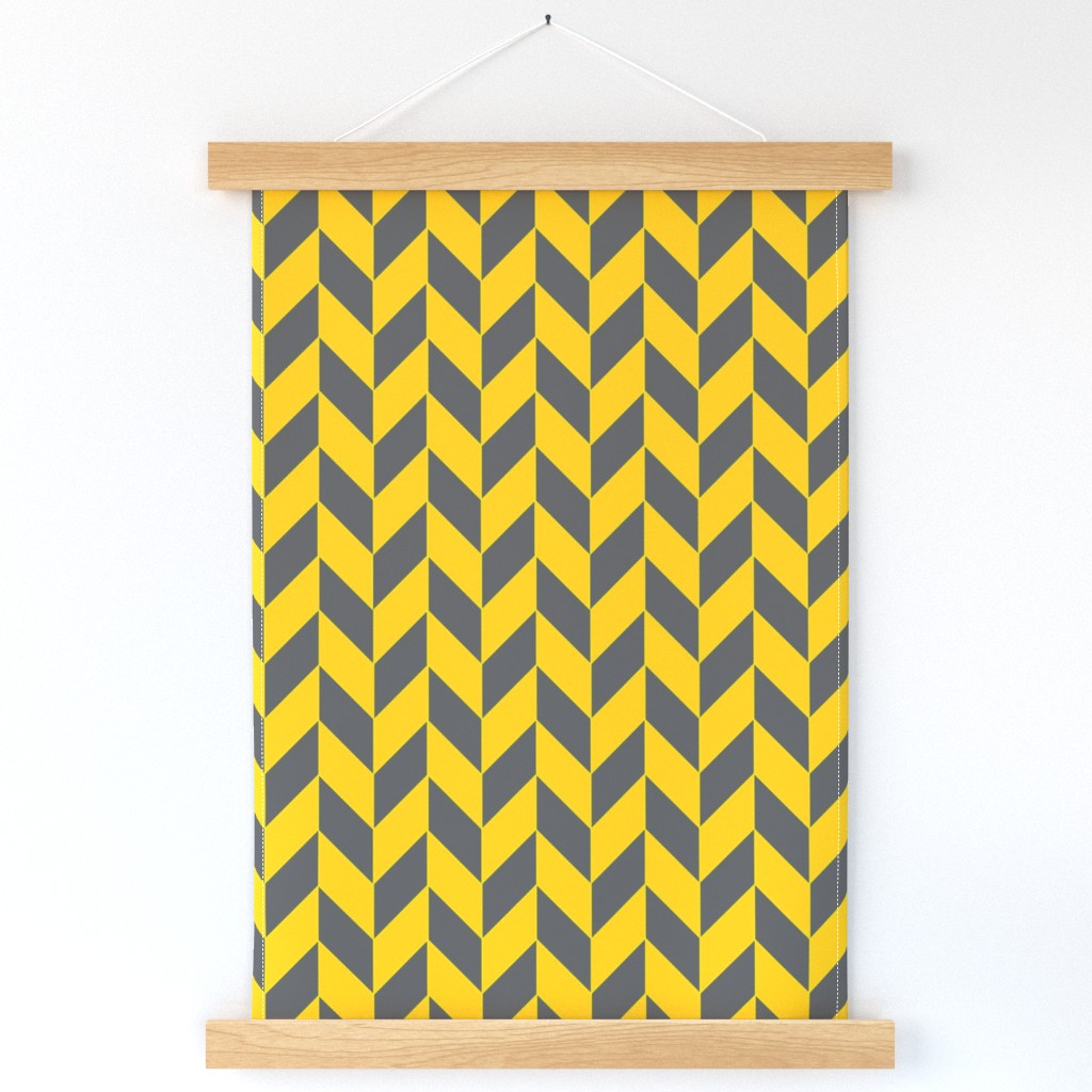 Small Gray and Yellow Herringbone