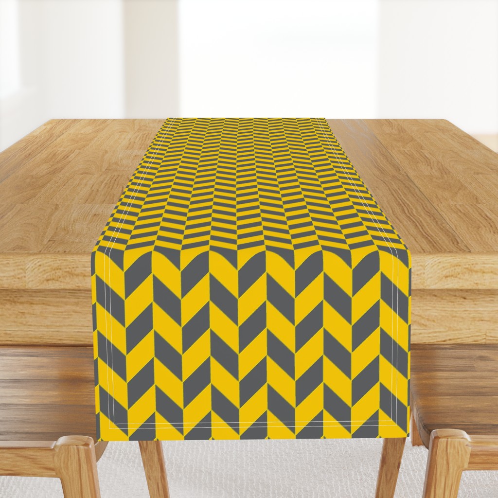 Small Gray and Yellow Herringbone