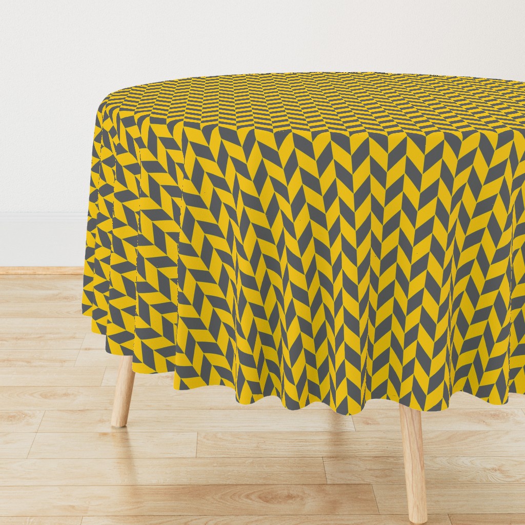 Small Gray and Yellow Herringbone