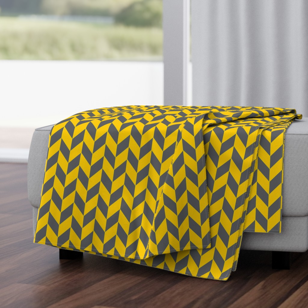 Small Gray and Yellow Herringbone