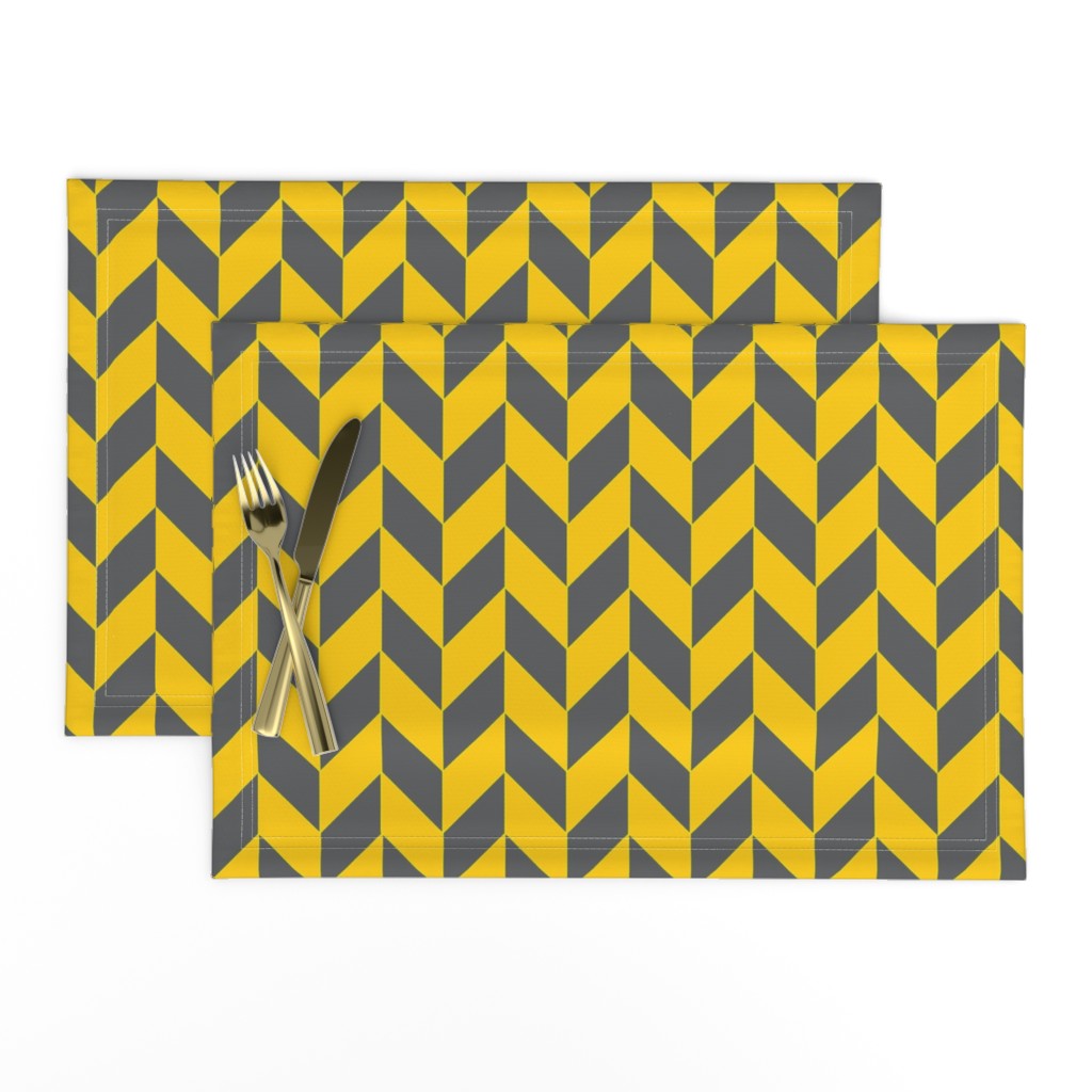 Small Gray and Yellow Herringbone