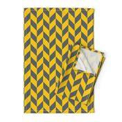 Small Gray and Yellow Herringbone