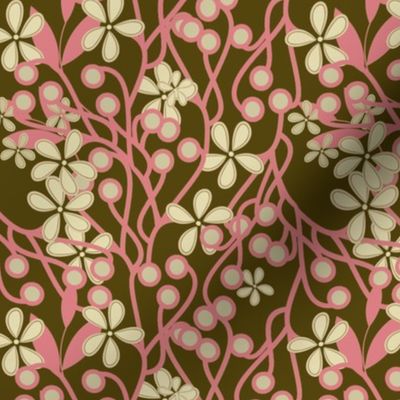Wildwood Floral in brown and pink