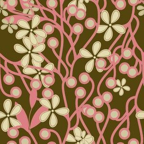 Wildwood Floral in brown and pink